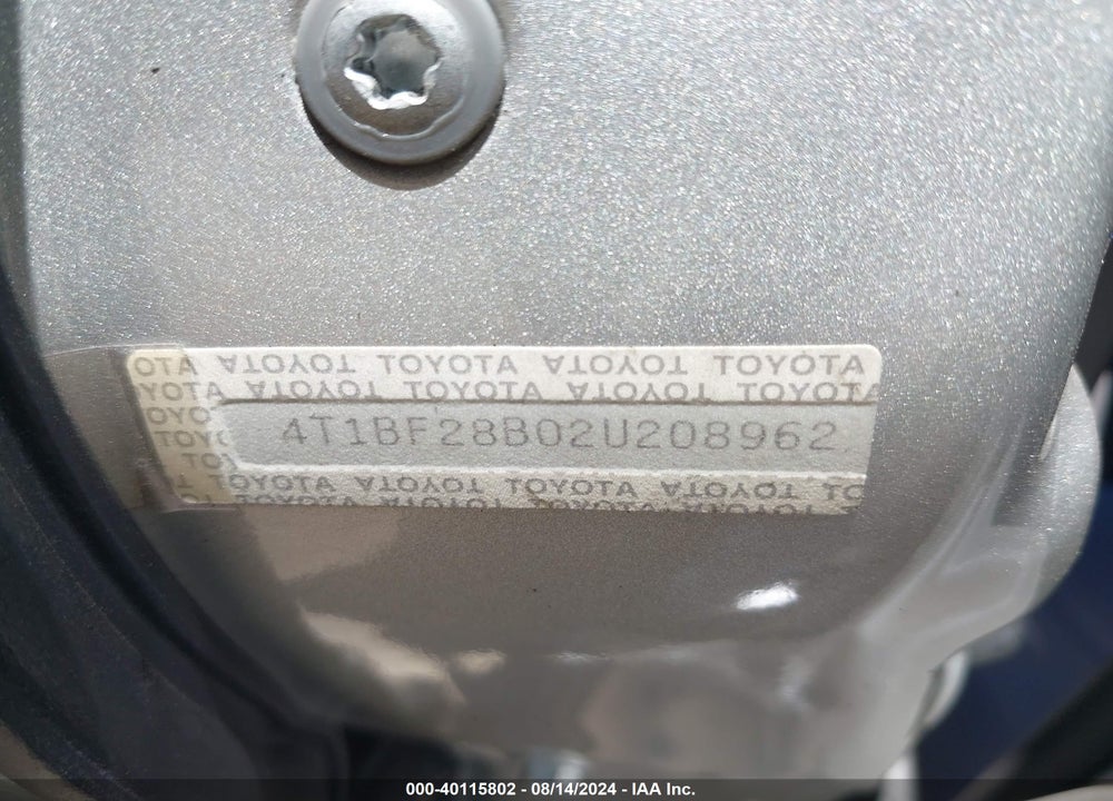 2002 TOYOTA AVALON XLS VIN: 4T1BF28B02U208962