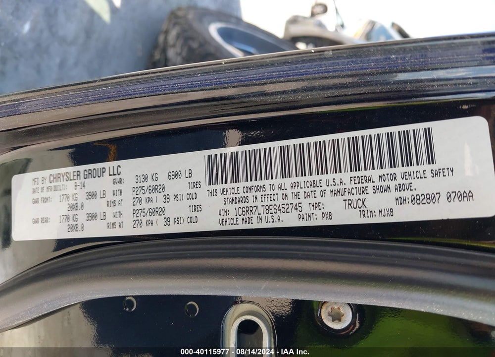 2014 RAM 1500 LONE STAR VIN: 1C6RR7LT8ES452745