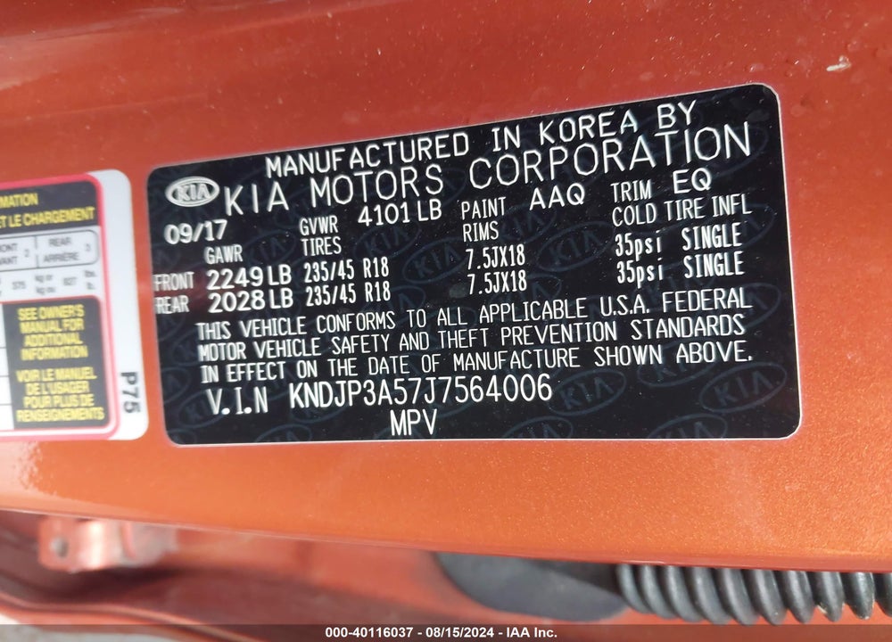 2018 KIA SOUL VIN: KNDJP3A57J7564006