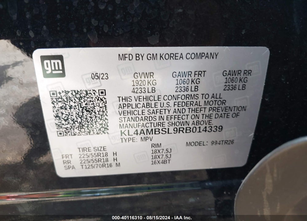 2024 BUICK ENCORE GX PREFERRED FWD VIN: KL4AMBSL9RB014339