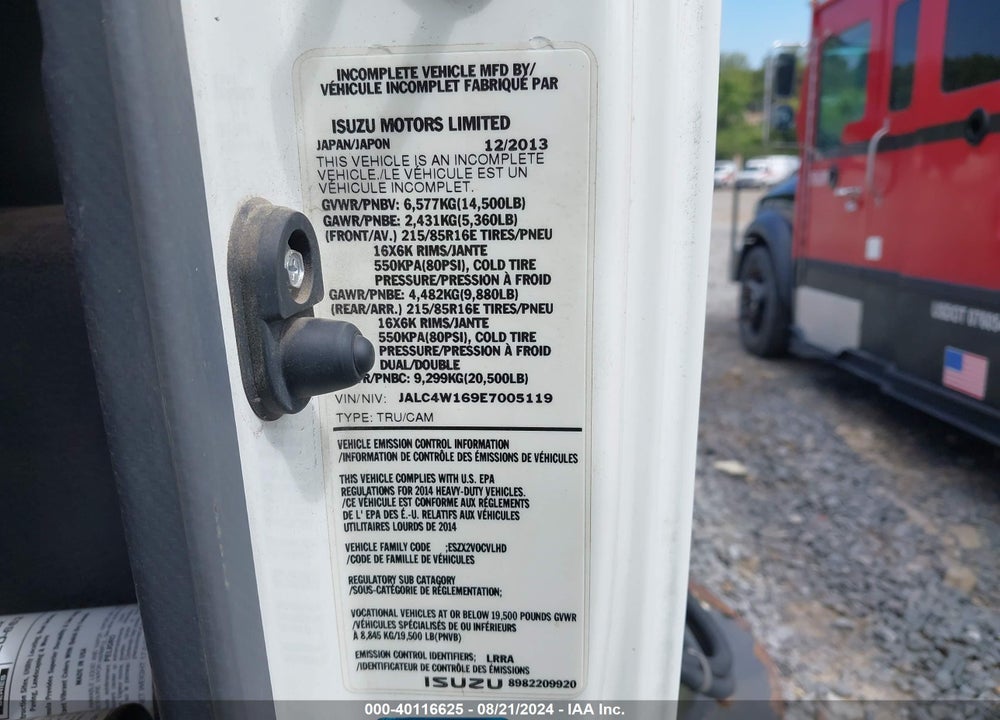 2014 ISUZU NPR HD DSL REG AT VIN: JALC4W169E7005119
