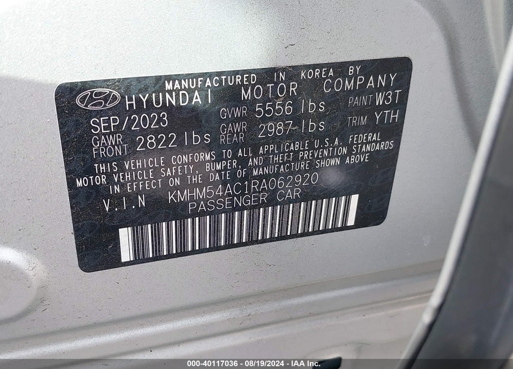 2024 HYUNDAI IONIQ 6 LIMITED VIN: KMHM54AC1RA062920