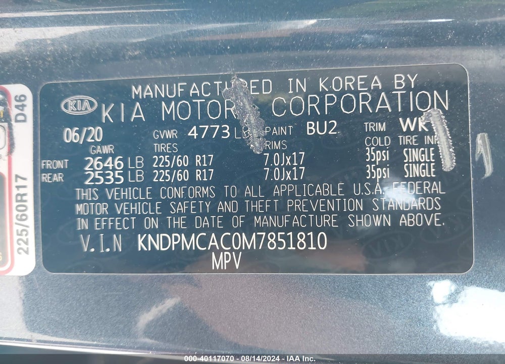 2021 KIA SPORTAGE LX VIN: KNDPMCAC0M7851810