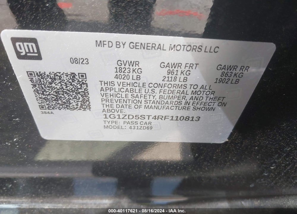 2024 CHEVROLET MALIBU FWD 1LT VIN: 1G1ZD5ST4RF110813