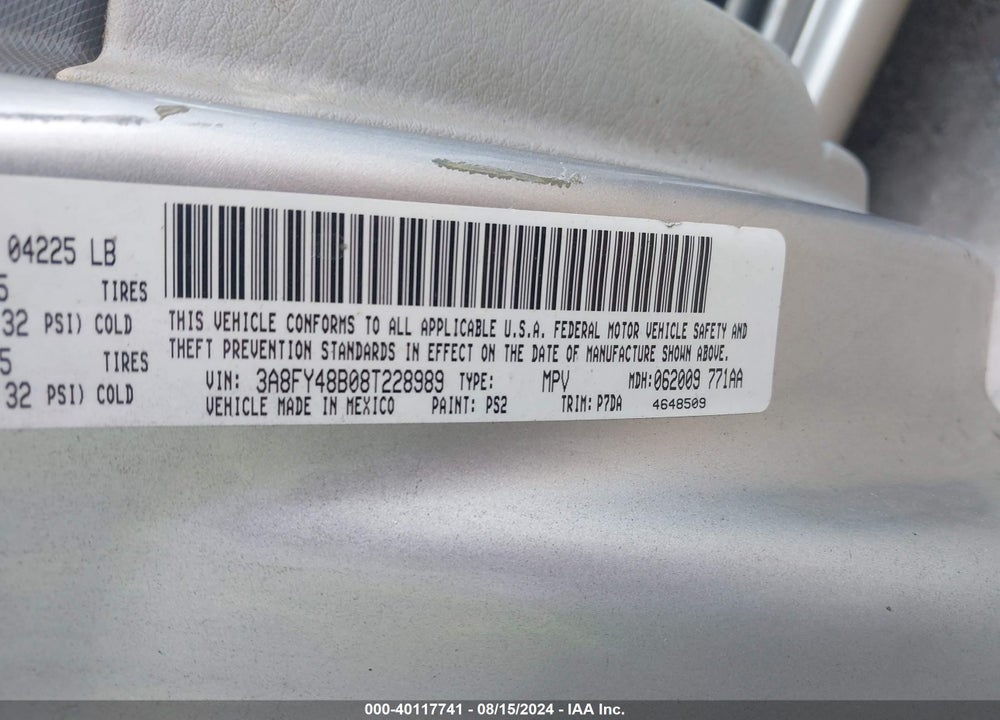 2008 CHRYSLER PT CRUISER LX VIN: 3A8FY48B08T228989