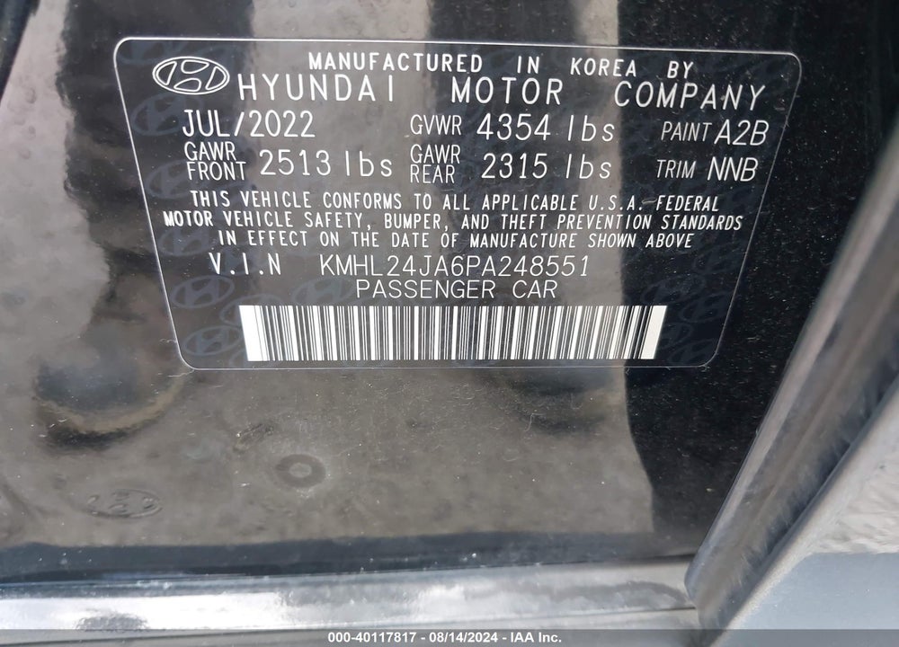 2023 HYUNDAI SONATA SE VIN: KMHL24JA6PA248551