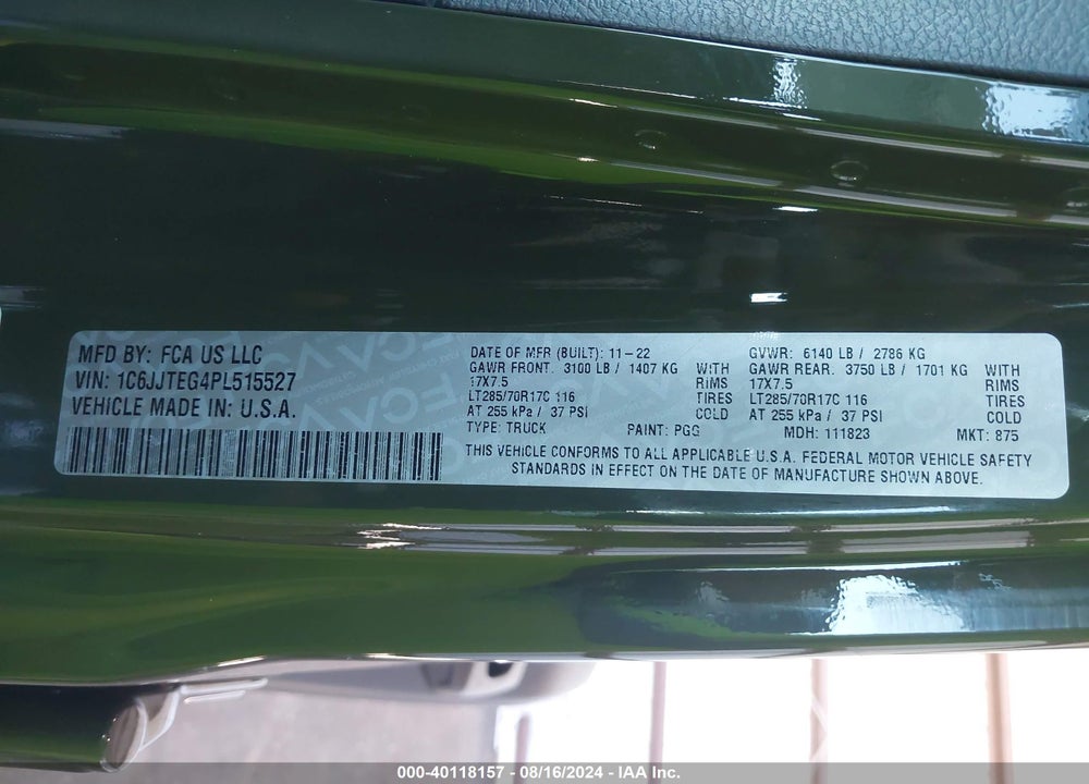 2023 JEEP GLADIATOR MOJAVE 4X4 VIN: 1C6JJTEG4PL515527