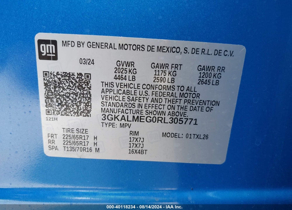 2024 GMC TERRAIN VIN: 3GKALMEG0RL305771