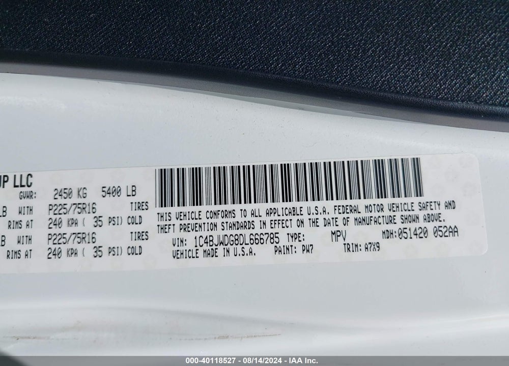 2013 JEEP WRANGLER UNLIMITED SPORT VIN: 1C4BJWDG8DL666785