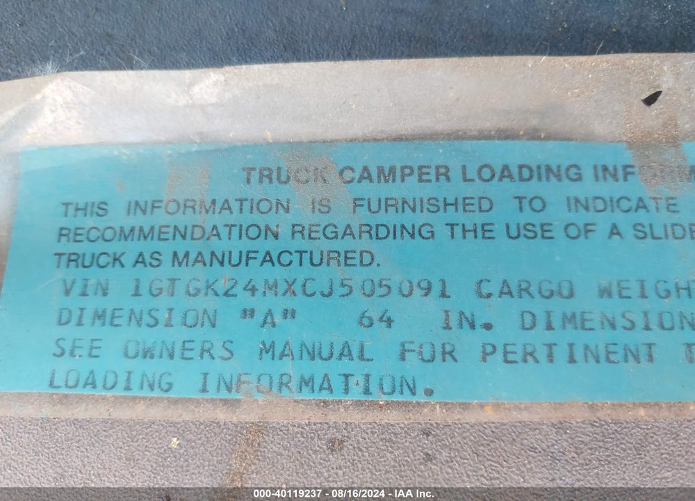 1982 GMC K2500 VIN: 1GTGK24MXCJ505091