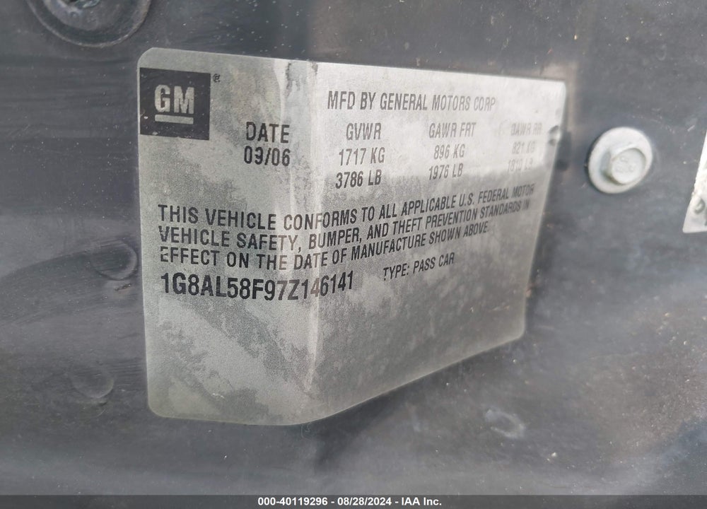 2007 SATURN ION VIN: 1G8AL58F97Z146141