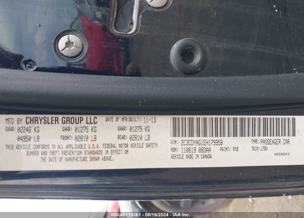 2014 DODGE CHALLENGER SXT VIN: 2C3CDYAG1EH179958