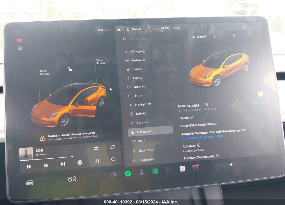 2021 TESLA MODEL 3 STANDARD RANGE PLUS REAR-WHEEL DRIVE VIN: 5YJ3E1EA6MF045439