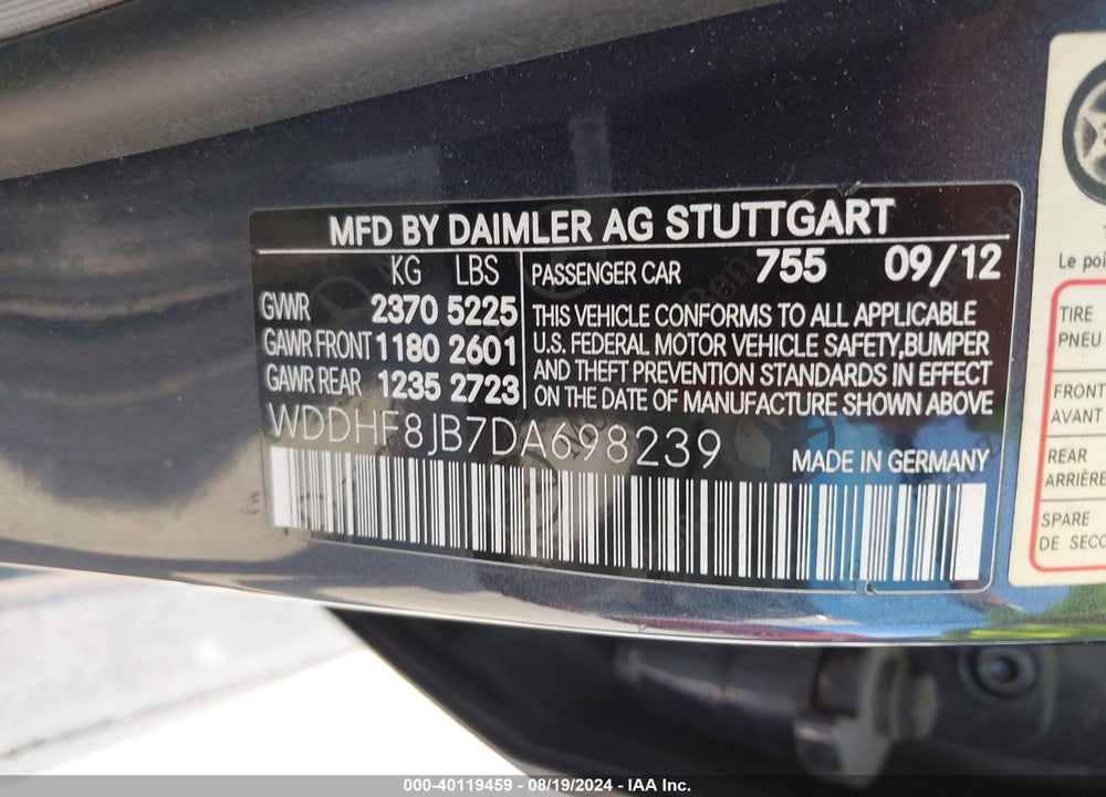 2013 MERCEDES-BENZ E 350 4MATIC VIN: WDDHF8JB7DA698239