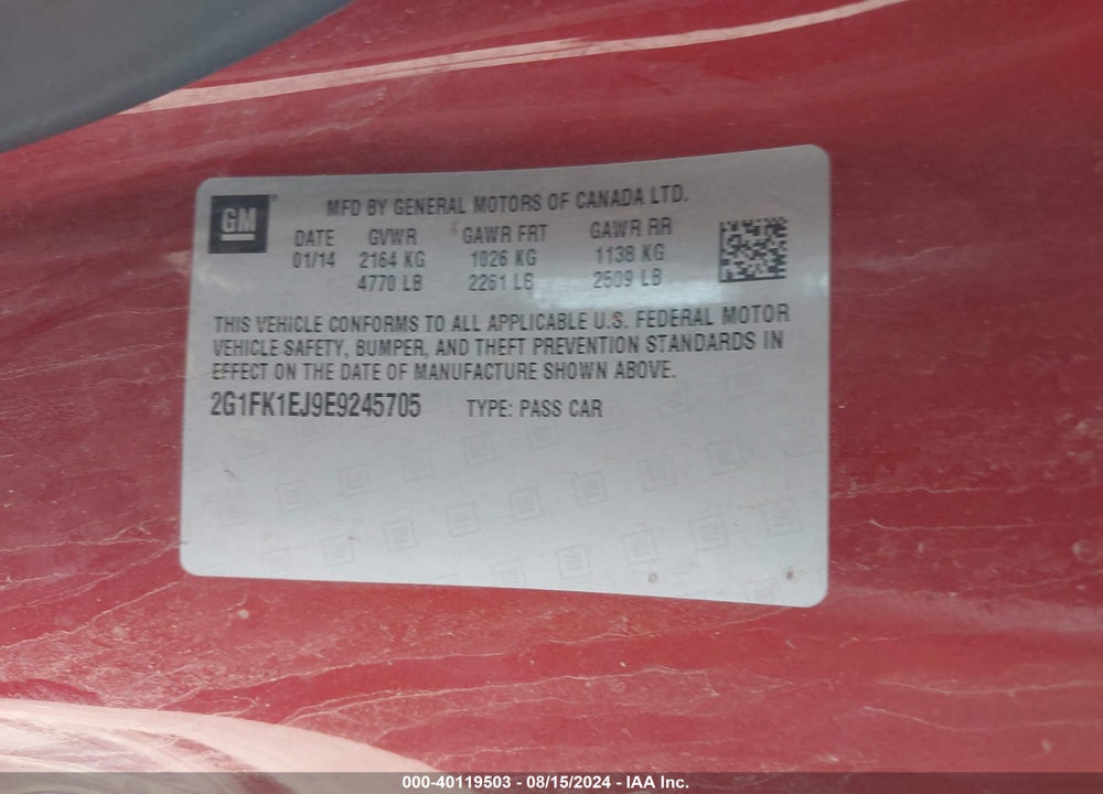 2014 CHEVROLET CAMARO 2SS VIN: 2G1FK1EJ9E9245705