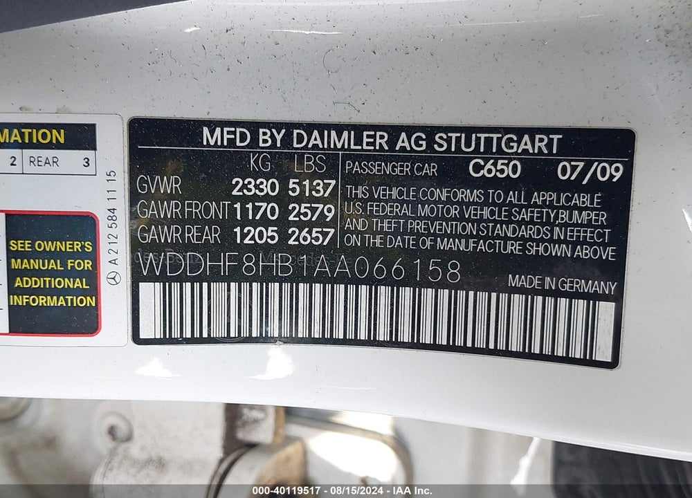2010 MERCEDES-BENZ E 350 4MATIC VIN: WDDHF8HB1AA066158