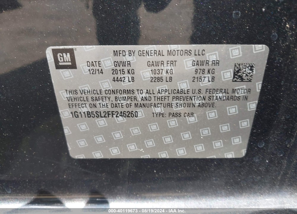 2015 CHEVROLET MALIBU LS VIN: 1G11B5SL2FF246260