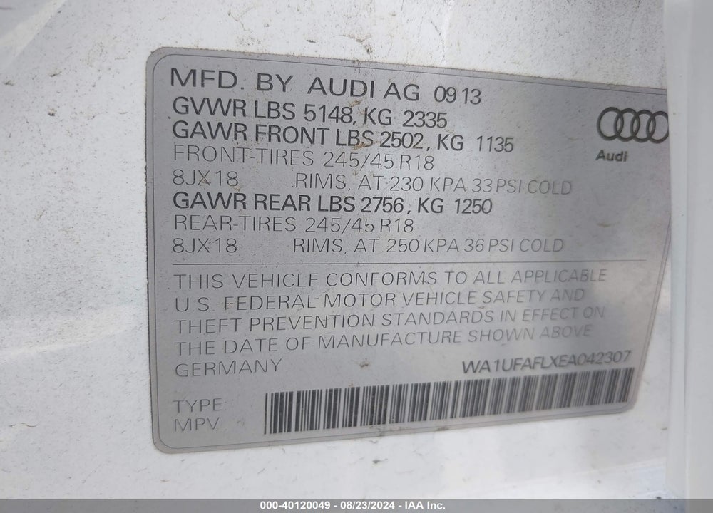 2014 AUDI ALLROAD 2.0T PREMIUM VIN: WA1UFAFLXEA042307