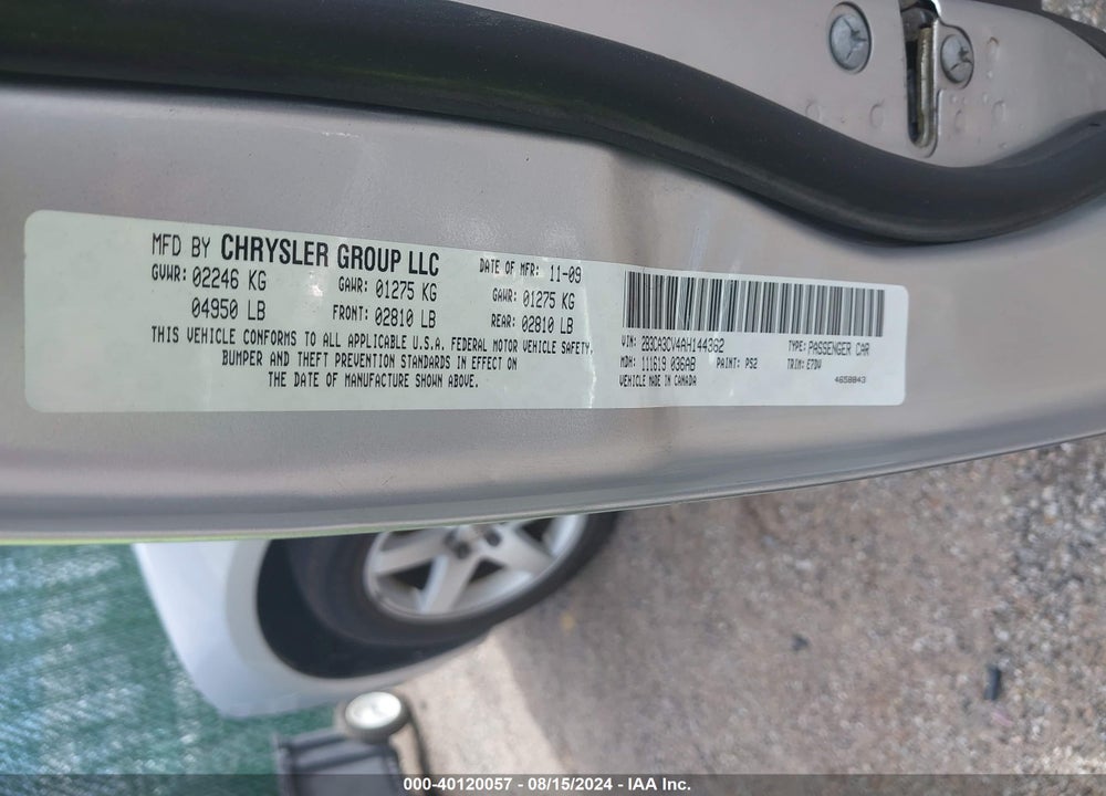 2010 DODGE CHARGER SXT VIN: 2B3CA3CV4AH144362