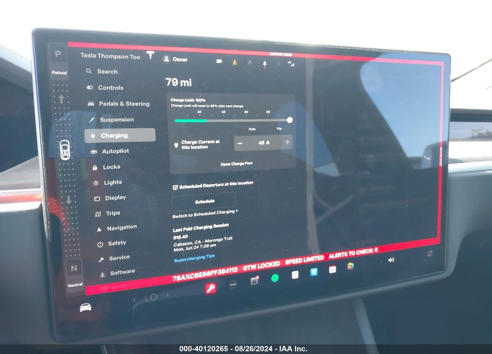 2023 TESLA MODEL X DUAL MOTOR ALL-WHEEL DRIVE/STANDARD RANGE VIN: 7SAXCBE56PF384113