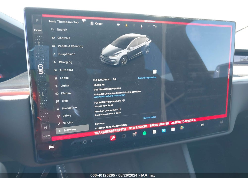 2023 TESLA MODEL X DUAL MOTOR ALL-WHEEL DRIVE/STANDARD RANGE VIN: 7SAXCBE56PF384113