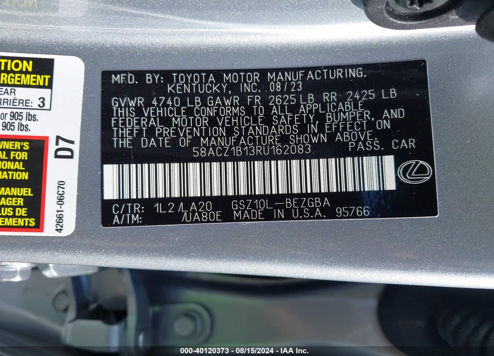 2024 LEXUS ES 350 VIN: 58ACZ1B13RU162083