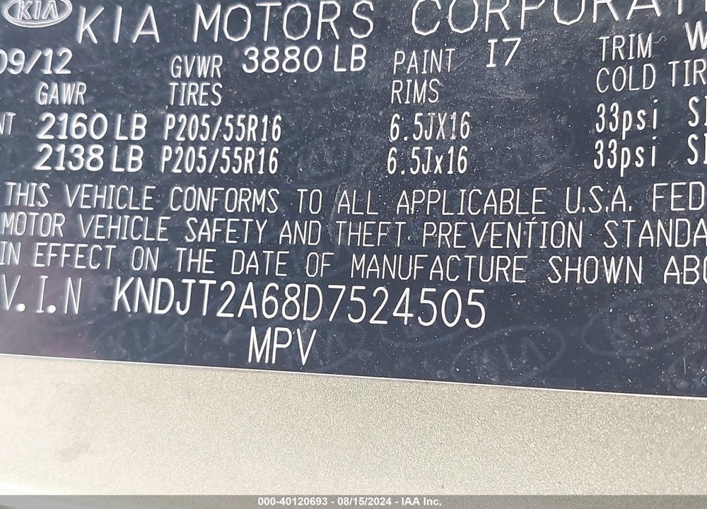 2013 KIA SOUL VIN: KNDJT2A68D7524505