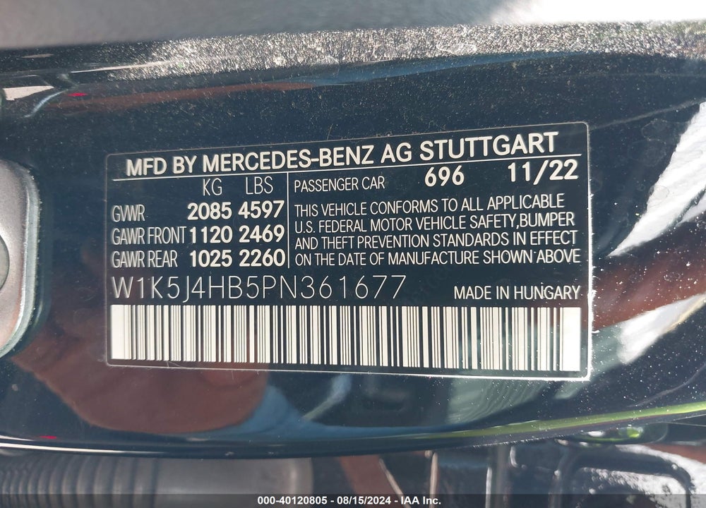 2023 MERCEDES-BENZ CLA 250 COUPE 4MATIC VIN: W1K5J4HB5PN361677