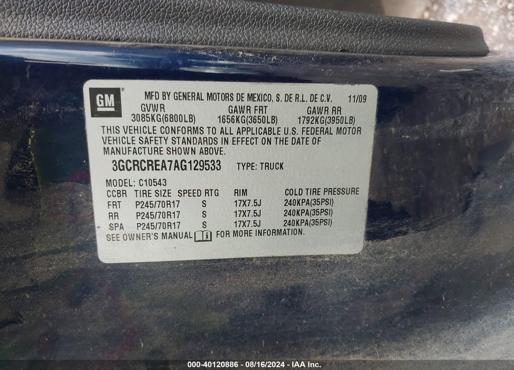 2010 CHEVROLET SILVERADO 1500 LS VIN: 3GCRCREA7AG129533