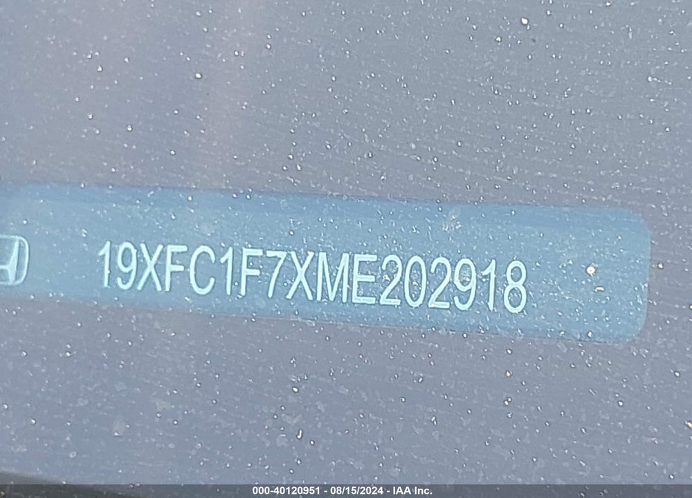 2021 HONDA CIVIC EX-L VIN: 19XFC1F7XME202918