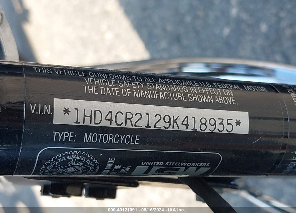 2009 HARLEY-DAVIDSON XL883 L VIN: 1HD4CR2129K418935