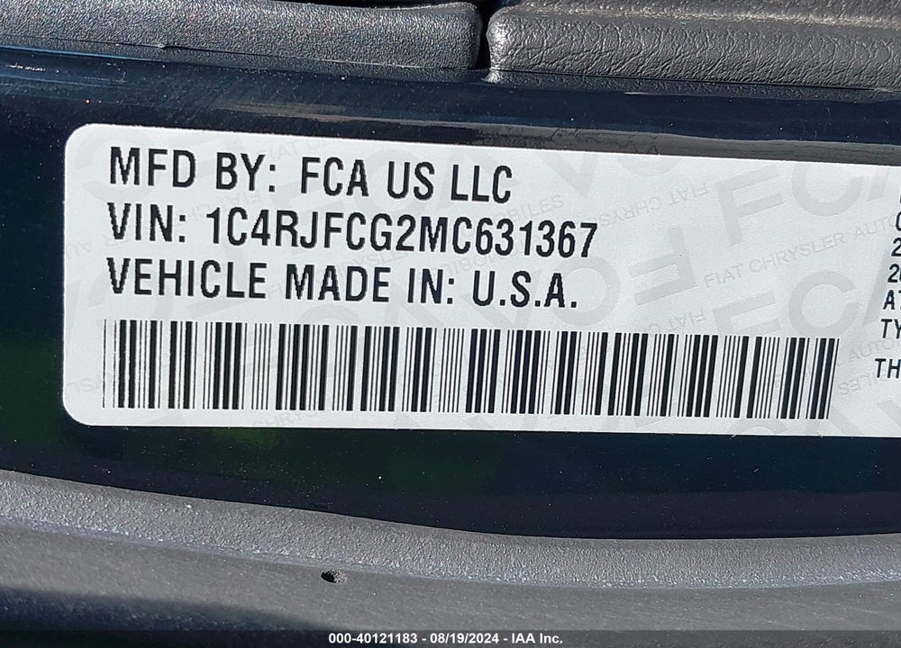 2021 JEEP GRAND CHEROKEE HIGH ALTITUDE 4X4 VIN: 1C4RJFCG2MC631367