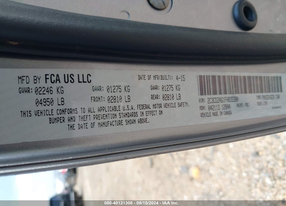 2015 DODGE CHALLENGER VIN: 2C3CDZAG1FH835390