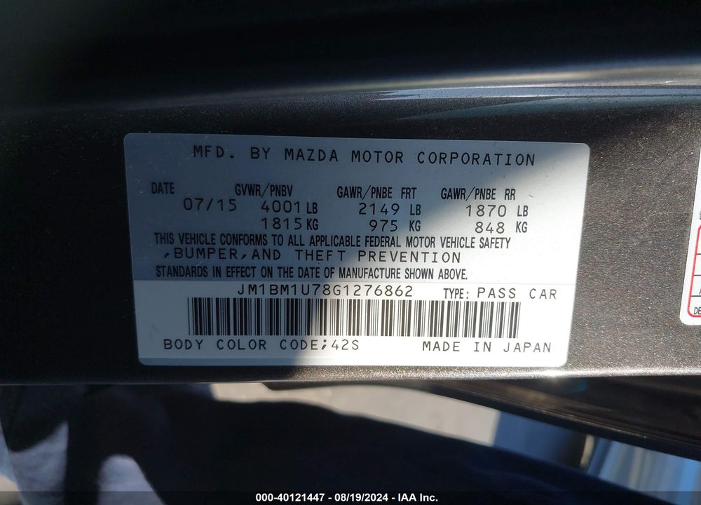 2016 MAZDA 3 I SPORT VIN: JM1BM1U78G1276862