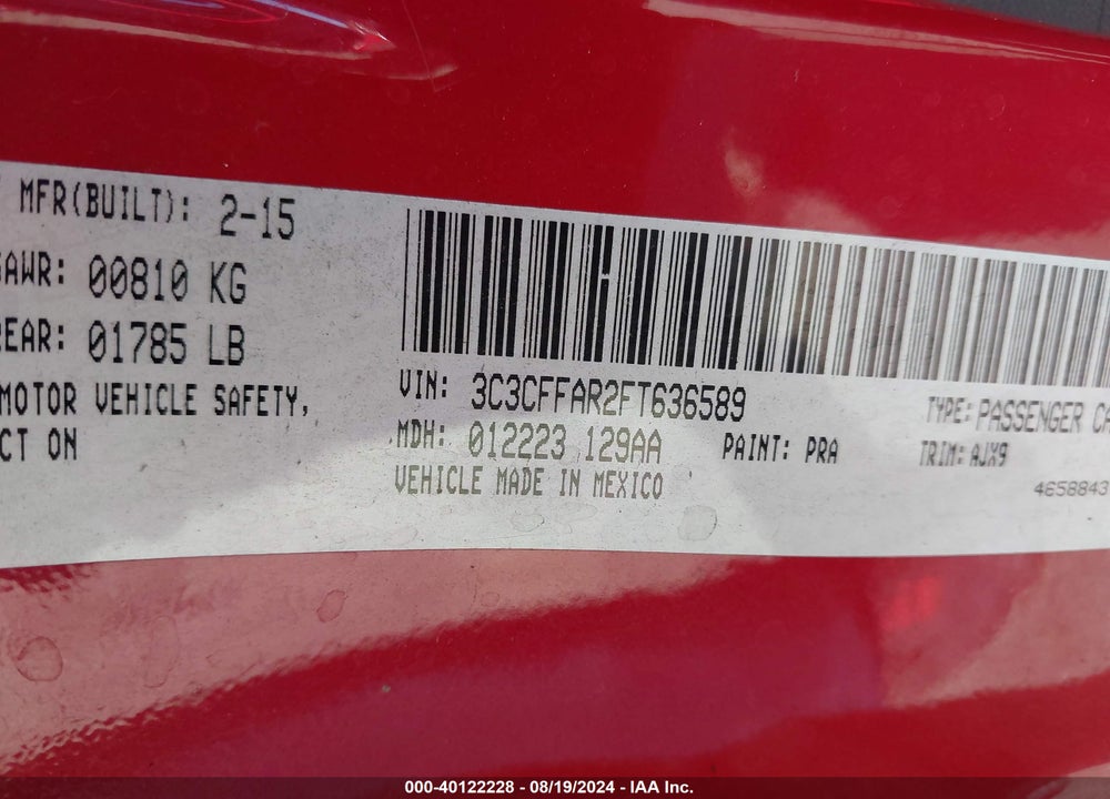 2015 FIAT 500 POP VIN: 3C3CFFAR2FT636589