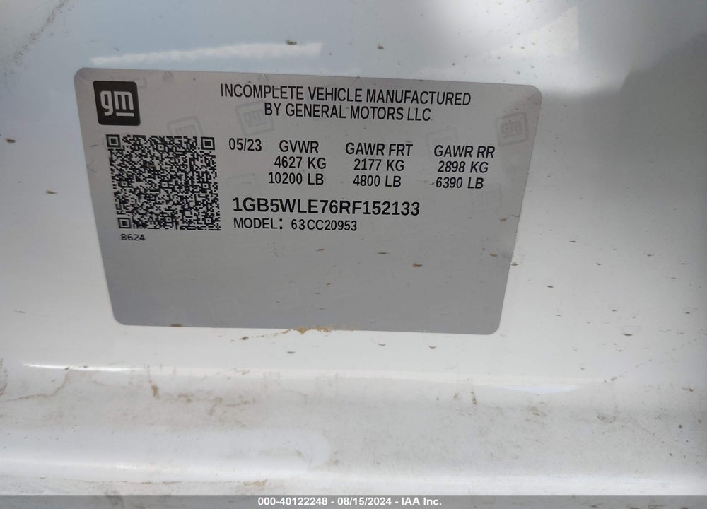 2024 CHEVROLET SILVERADO 2500HD WORK TRUCK VIN: 1GB5WLE76RF152133