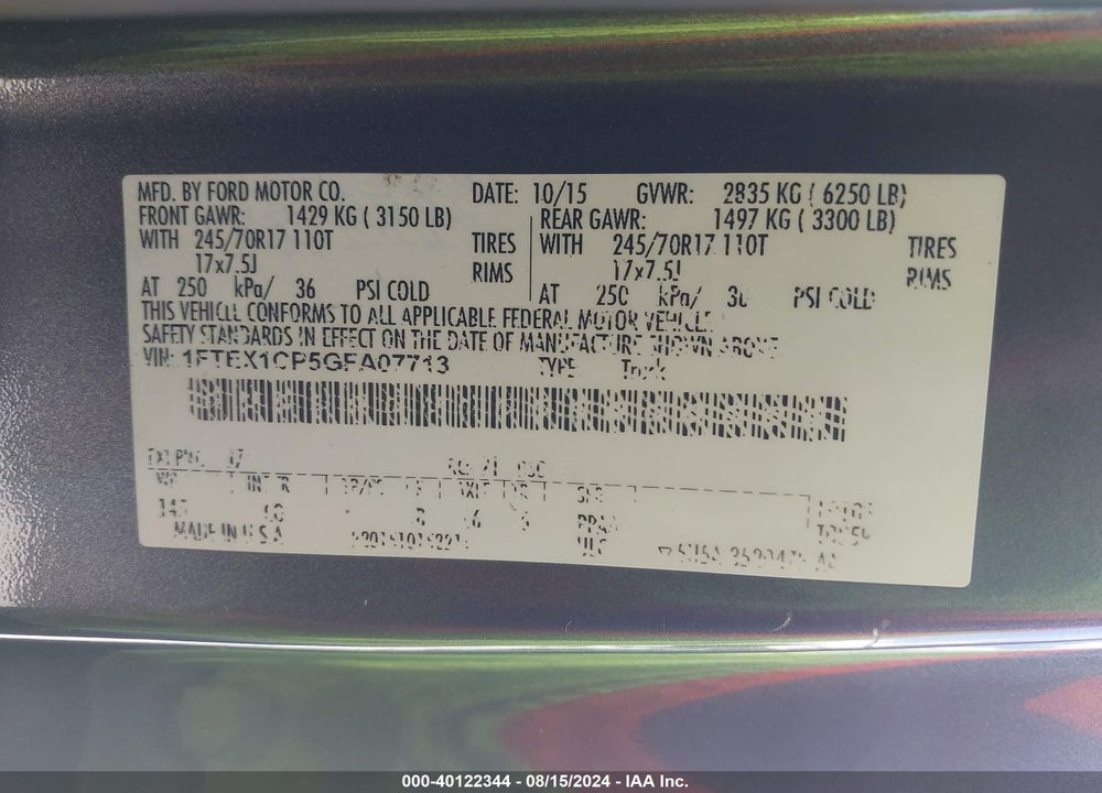 2016 FORD F-150 XL VIN: 1FTEX1CP5GFA07713
