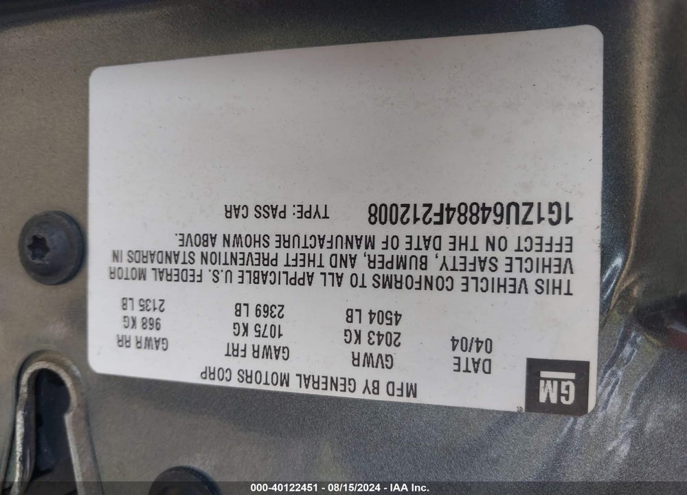 2004 CHEVROLET MALIBU MAXX LT VIN: 1G1ZU64884F212008