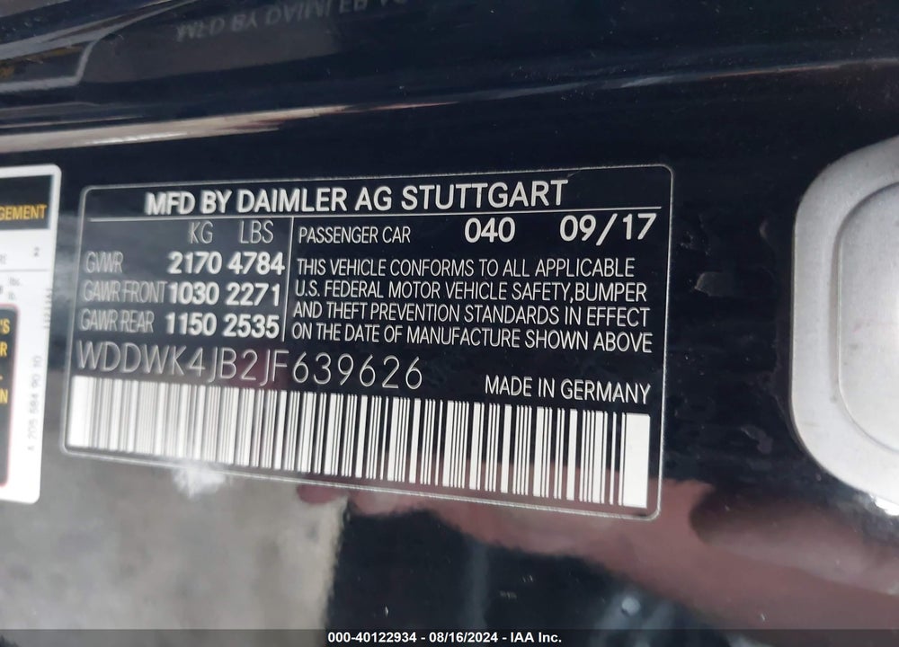 2018 MERCEDES-BENZ C 300 VIN: WDDWK4JB2JF639626