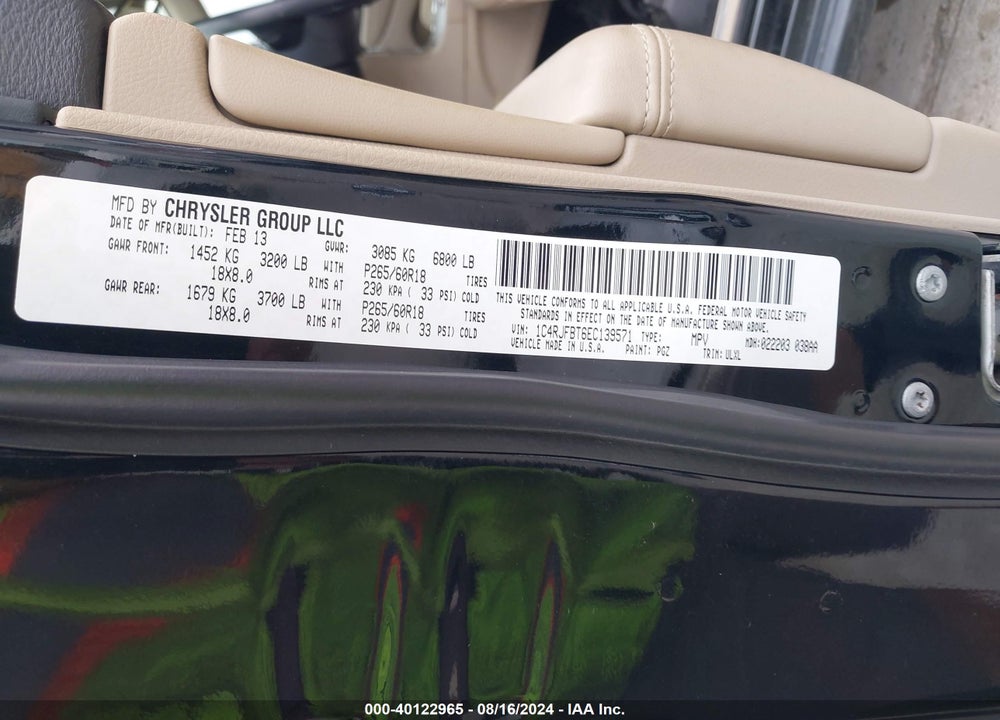 2014 JEEP GRAND CHEROKEE LIMITED VIN: 1C4RJFBT6EC139571