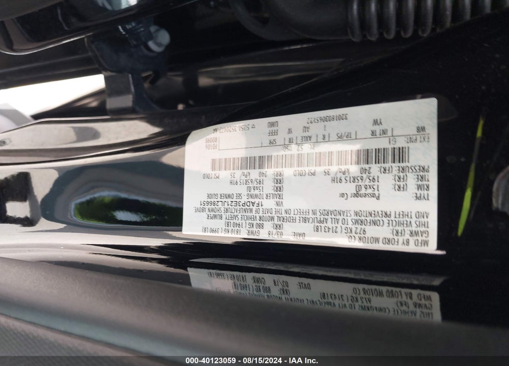 2018 FORD FOCUS S VIN: 1FADP3E21JL286651