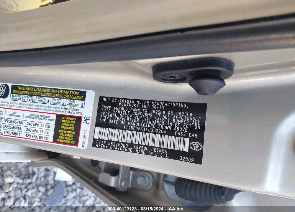 2014 TOYOTA CAMRY LE VIN: 4T1BF1FK4EU303204