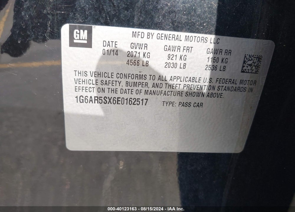 2014 CADILLAC CTS LUXURY VIN: 1G6AR5SX6E0162517
