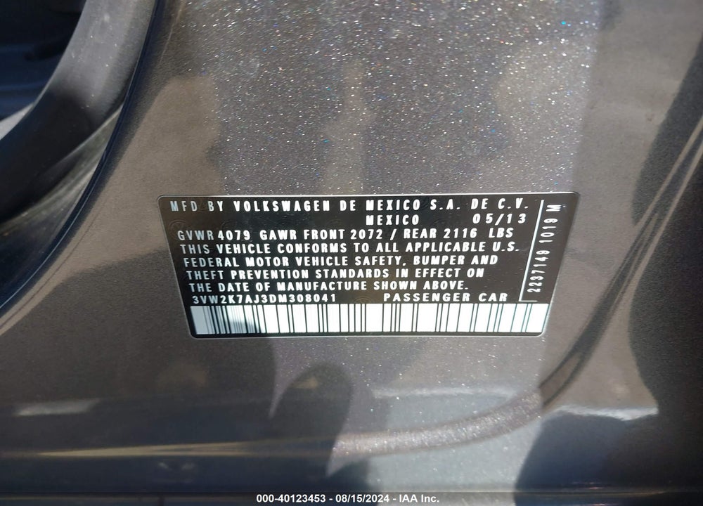 2013 VOLKSWAGEN JETTA VIN: 3VW2K7AJ3DM308041