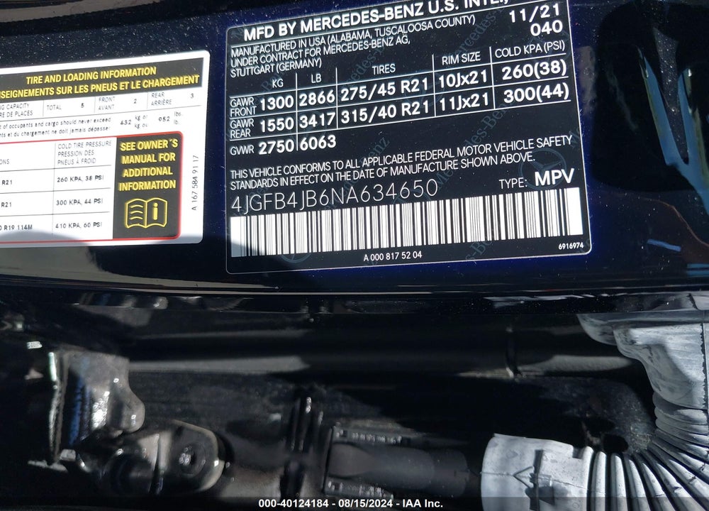 2022 MERCEDES-BENZ GLE 350 VIN: 4JGFB4JB6NA634650