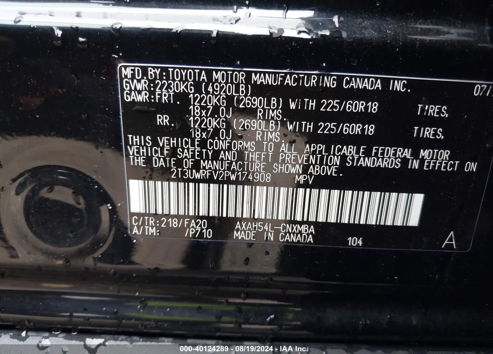 2023 TOYOTA RAV4 WOODLAND EDITION VIN: 2T3UWRFV2PW174908