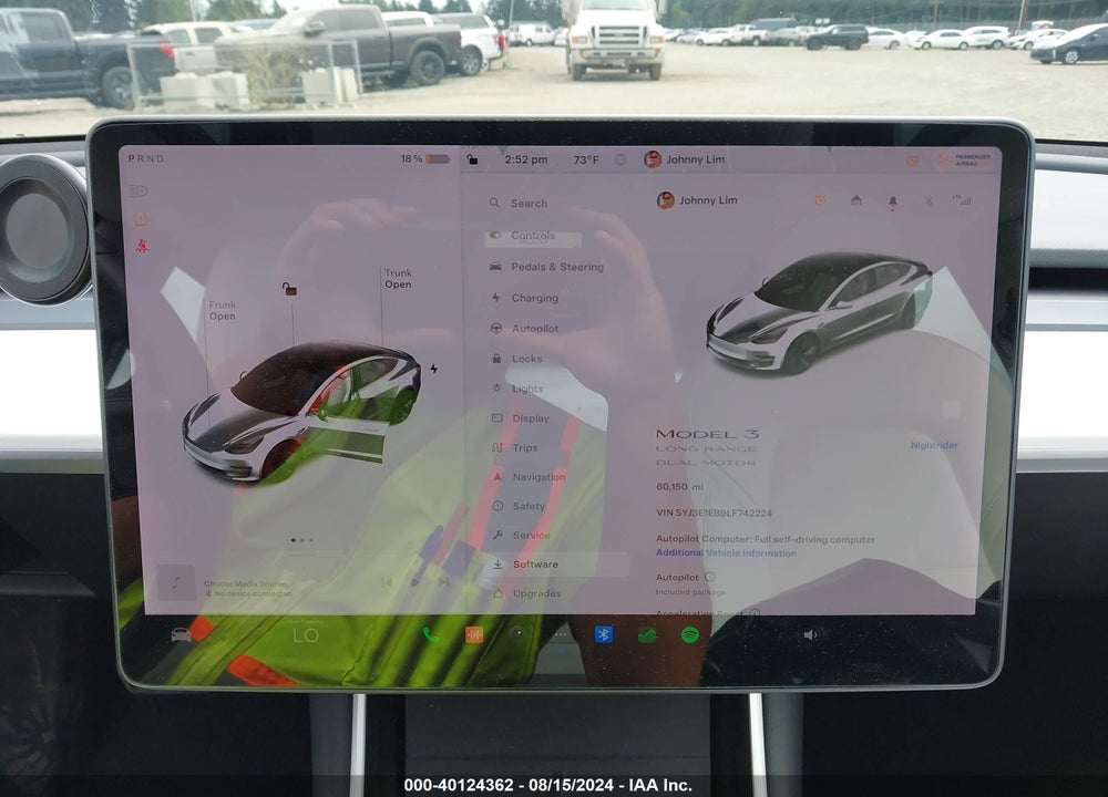 2020 TESLA MODEL 3 LONG RANGE DUAL MOTOR ALL-WHEEL DRIVE VIN: 5YJ3E1EB9LF742224