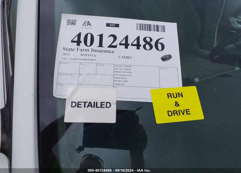2011 TOYOTA CAMRY LE VIN: 4T4BF3EK0BR094879