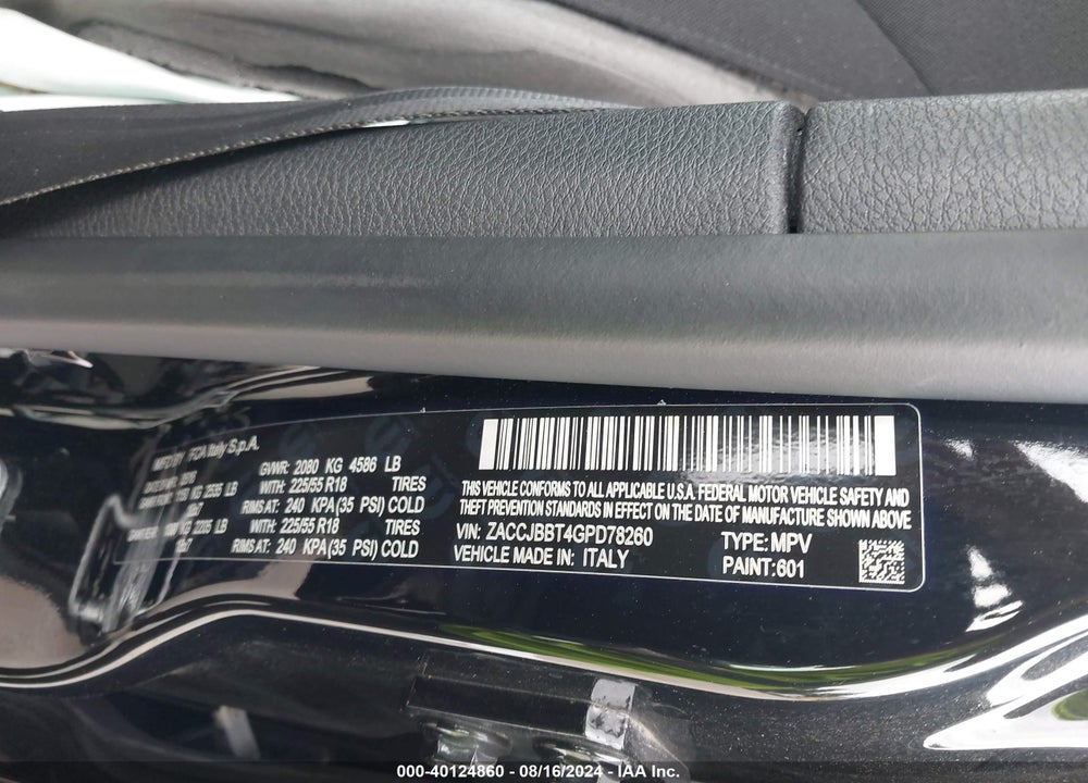 2016 JEEP RENEGADE 75TH ANNIVERSARY VIN: ZACCJBBT4GPD78260