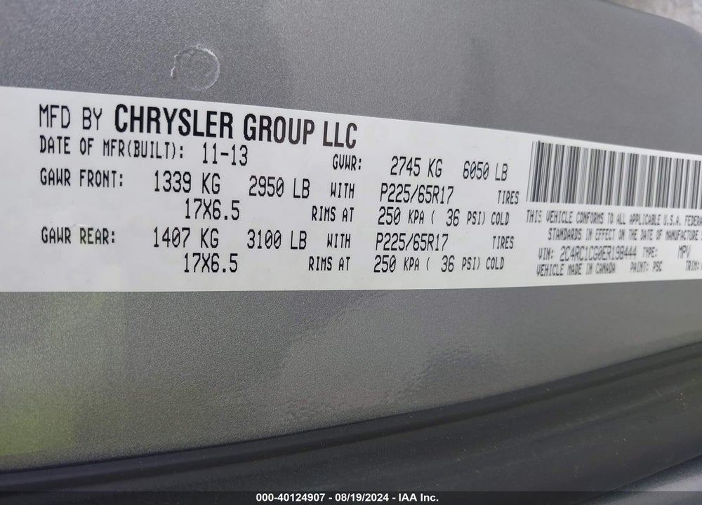 2014 CHRYSLER TOWN & COUNTRY TOURING-L VIN: 2C4RC1CG0ER198444